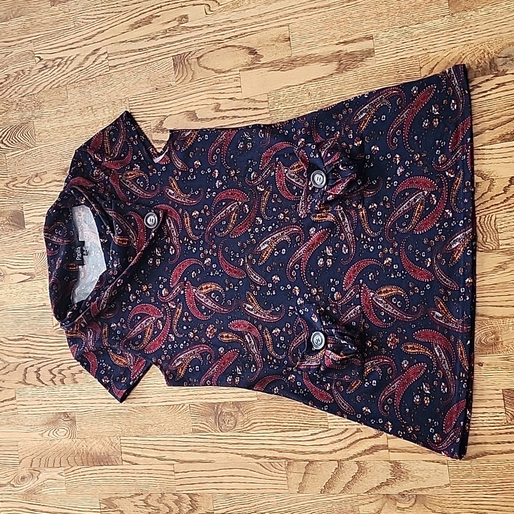 (XL) Papillon Paisley Print Cowl Neck Sweater Dress with Pockets Cozy Seasonal